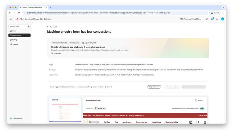 Identificazione automatica delle conversioni basse