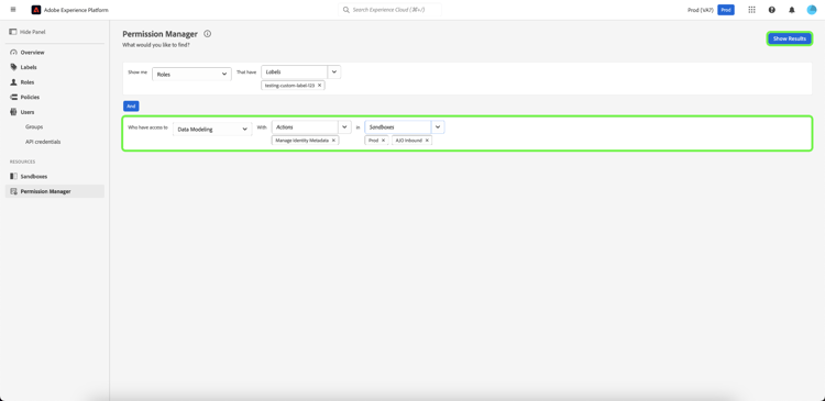 Risorse, azioni, sandbox ed evidenziazione dei risultati