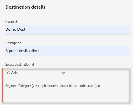Dettagli destinazione LG Ads