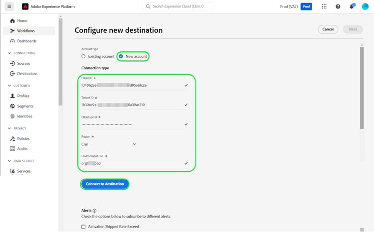 Schermata dellinterfaccia utente di Experience Platform che mostra come eseguire lautenticazione.