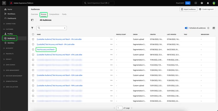 Il pulsante Tipi di pubblico è evidenziato, così come il pubblico di base utilizzato per la modellazione lookalike.
