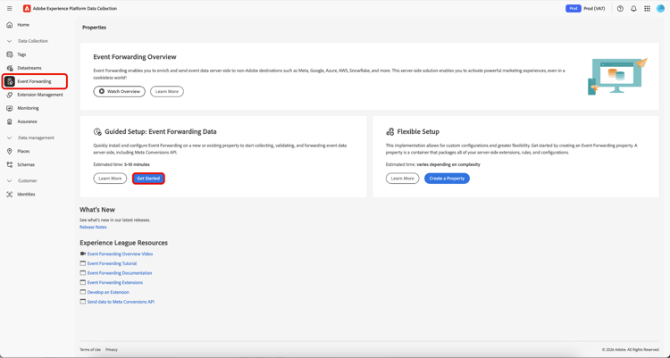 Home page Inoltro eventi che mostra la scheda Introduzione nellinterfaccia utente delle raccolte dati