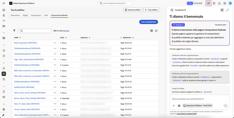 L’icona Assistente IA viene evidenziata e mostra come accedere all’Assistente AI.