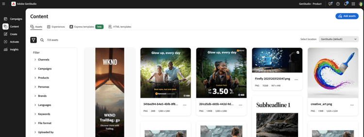 Risorse esportate visualizzate nella sezione Contenuto