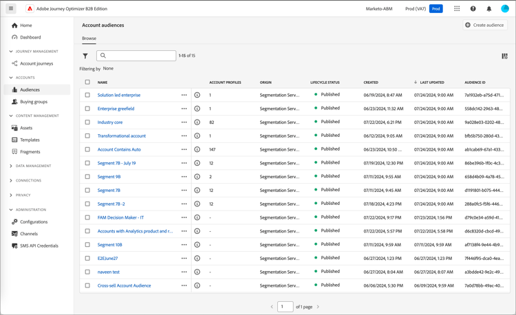 Accedere ai tipi di pubblico dell’account