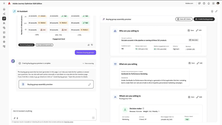 Audience Agent per B2B in modalità a pagina intera