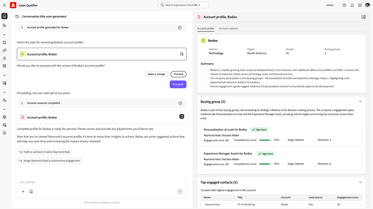 Dashboard Account Qualification Agent basato sullintelligenza artificiale per la ricerca di potenziali clienti e account