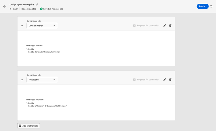 Roles template with multiple roles defined