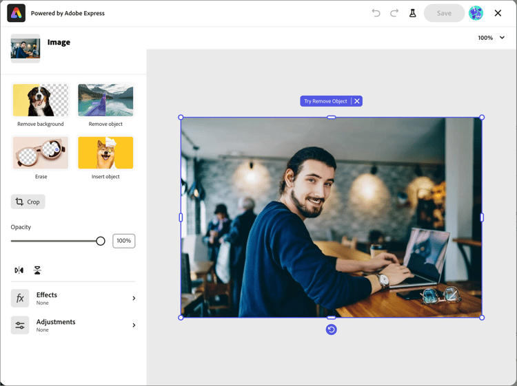 Apri l'immagine nell'editor aziendale di Adobe Express