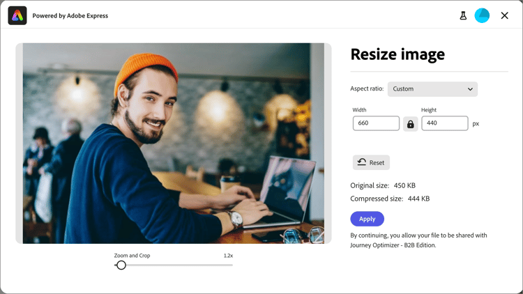 Modifica con Adobe Express- ridimensiona immagine