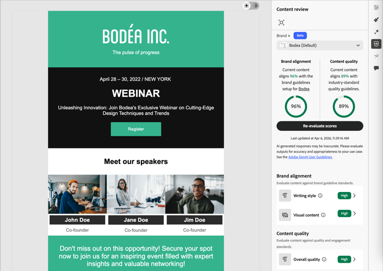 Punteggi di valutazione nel pannello di destra
