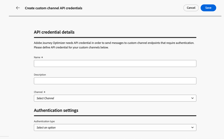 Crea credenziali API