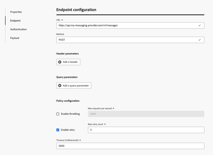 Configurazione endpoint