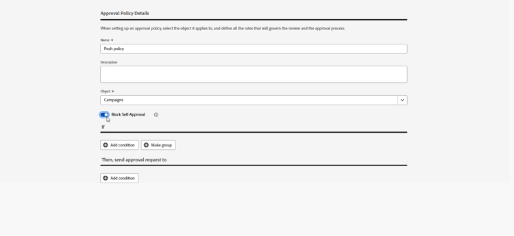 Modulo dettagli criteri di approvazione