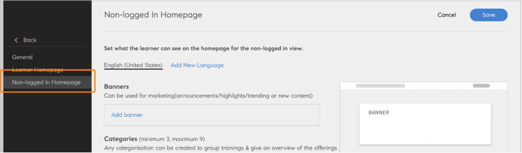opzioni della pagina principale