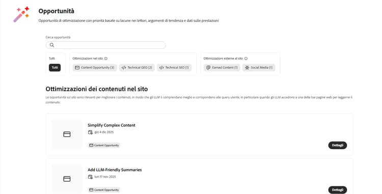 Opportunità di ottimizzazione