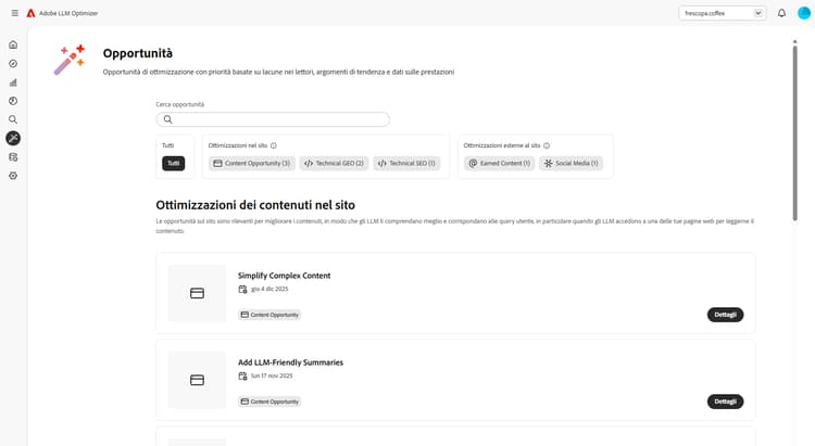 Dashboard Opportunità
