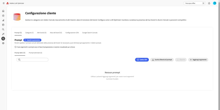 Dashboard Configurazione cliente
