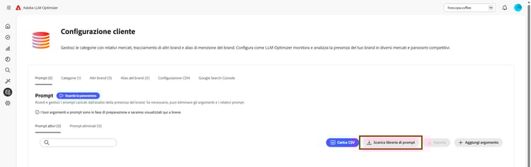 Download della libreria di prompt di settore