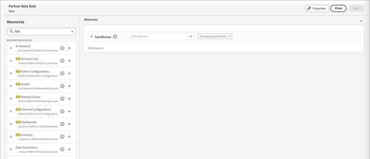 Experience Platform - Risorsa Percorsi B2B aggiunta al ruolo di Channel Manager