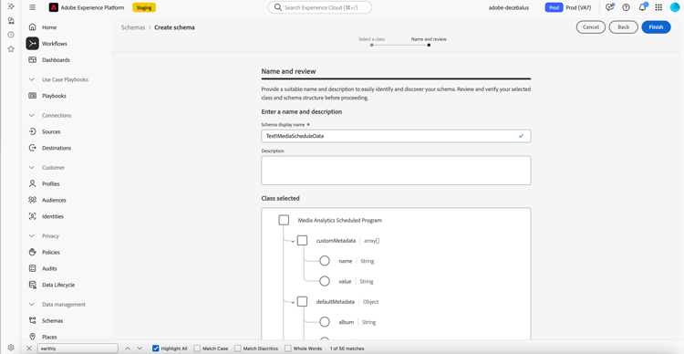 Schema programma di pianificazione di Media Analytics