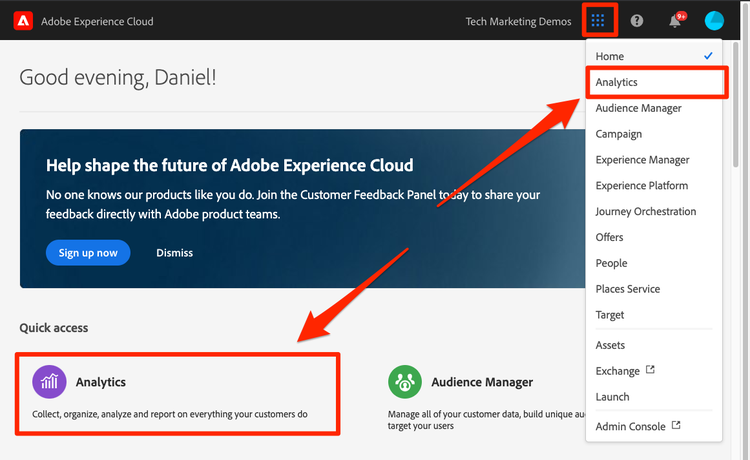 Accedere ad Adobe Analytics