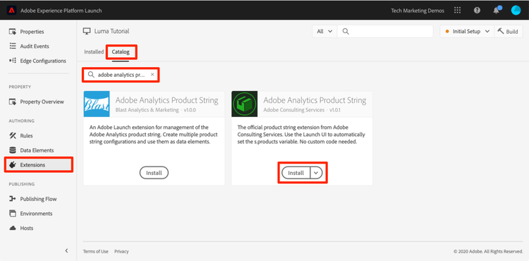 Aggiungere l’estensione Adobe Analytics Product String di Adobe Consulting