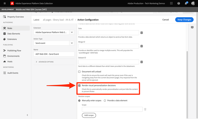 Abilita il rendering delle decisioni di personalizzazione visiva