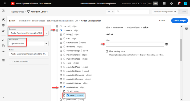 configurare la visualizzazione prodotto