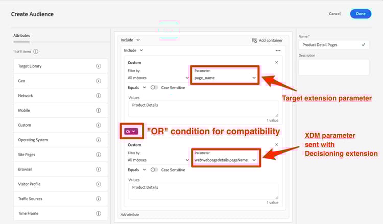 Come visualizzare l'aggiornamento di un pubblico Target per la compatibilità con le estensioni di Offer Decisioning e Target