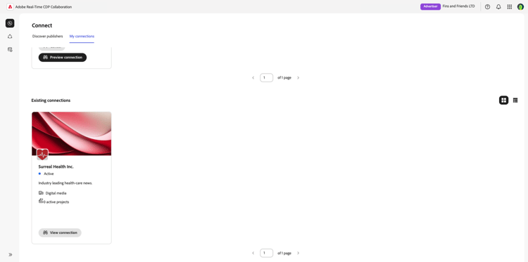 Visualizzazione connessioni esistenti nella schermata Connessioni personali