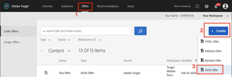 Crea offerta JSON con flag di funzione