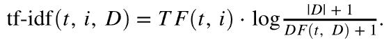 Formula che mostra la misura tf-idf