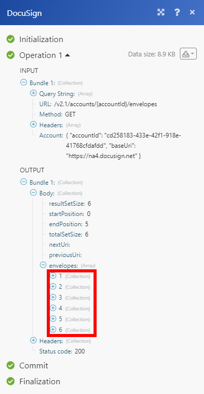 Esempio di output docusign