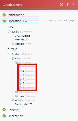 Output di esempio API