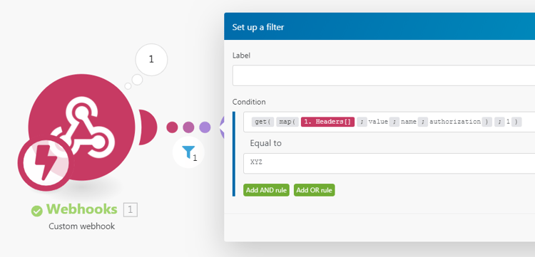 Configura un filtro