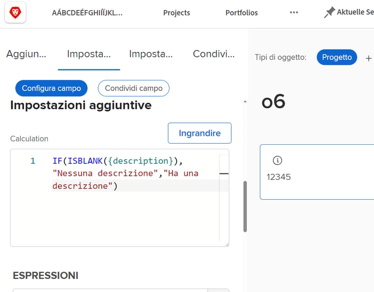 Espressioni senza spaziatura tra i campi