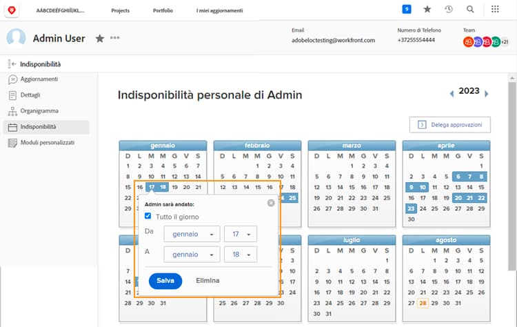 contrassegnare le ferie nel calendario personale