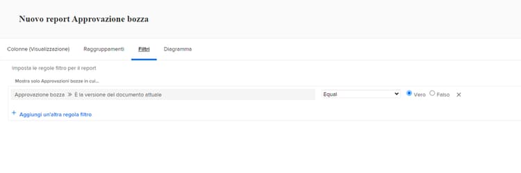 Scheda Filtri in Report Builder