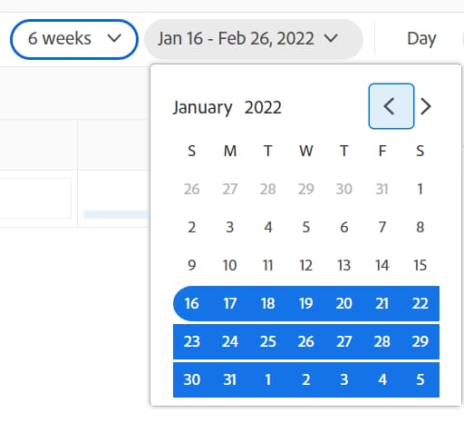 Selezione calendario