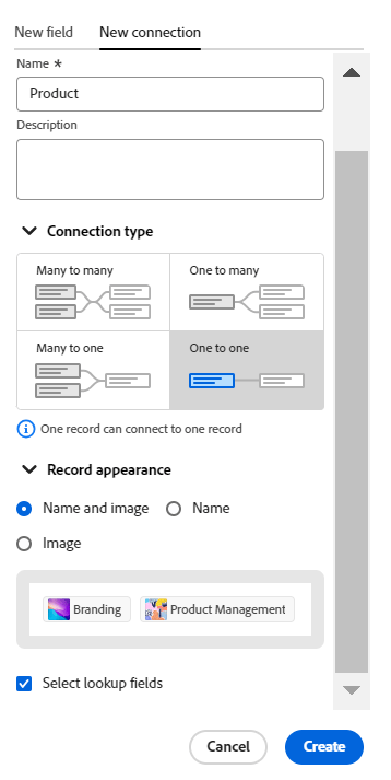 Selezione connessione uno a uno