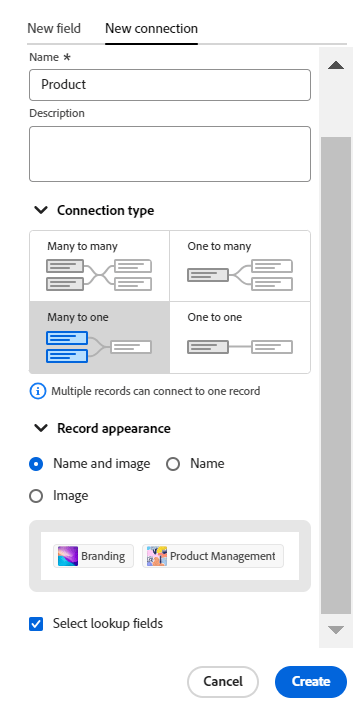 Selezione connessione molti a uno