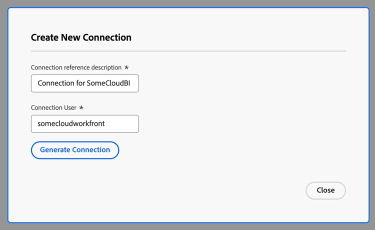 Crea nuova connessione