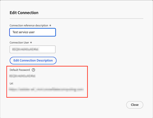 copia url e password predefinita