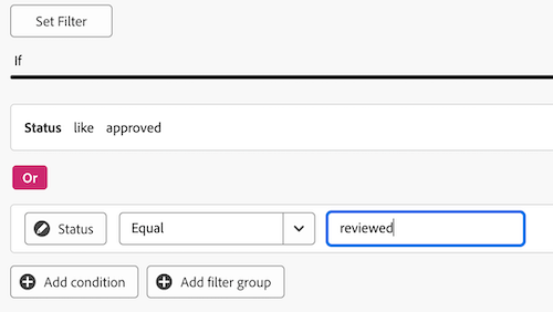 esempio di filtro kpi completato
