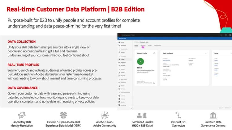 Panoramica di Real-time Customer Data Platform, edizione B2B