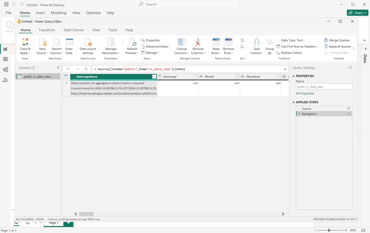 Power BI デスクトップ変換データ