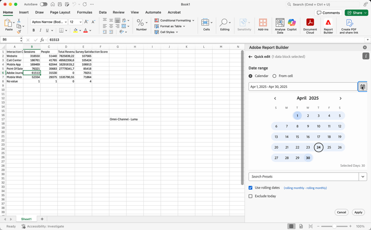 ​ 日付範囲カレンダー ​