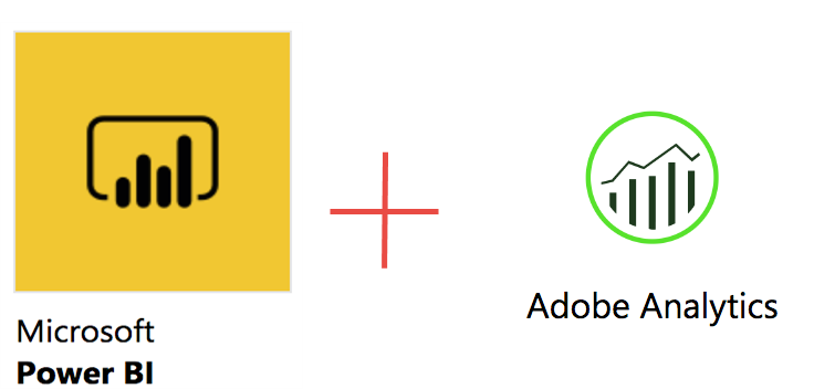 Microsoft Power BI アイコンと Adobe Analytics アイコンの図