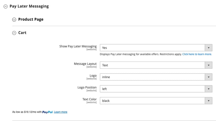 Pay Later Messaging - Cart